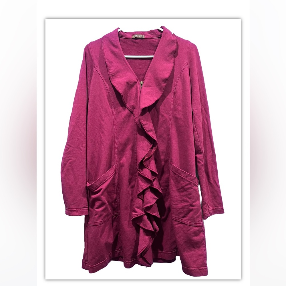 XCVI‎ WEARABLES Zip Up Ruffle Dress Jacket Size Small 10646